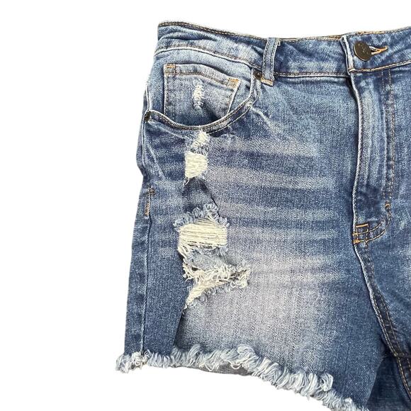Tokyo Darling‎ Super High Waisted Shorty Shorts Women's Size 8 Distressed Denim - Picture 7 of 11